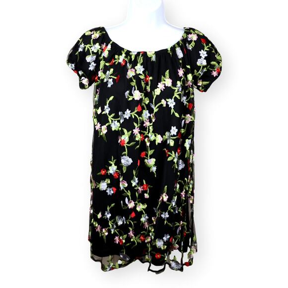 Kimchi Blue Black MIni Embroidery Shift Dress S - Picture 1 of 9